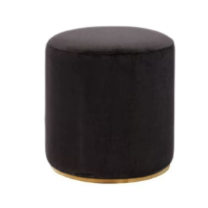 Black velvet ottoman stool