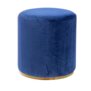 Navy blue velvet ottoman stool