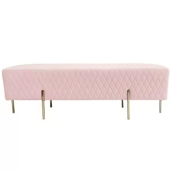 Pink coloured quilted velvet bench