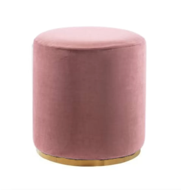 Pink velvet ottoman stool