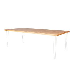 white hairpin dining table