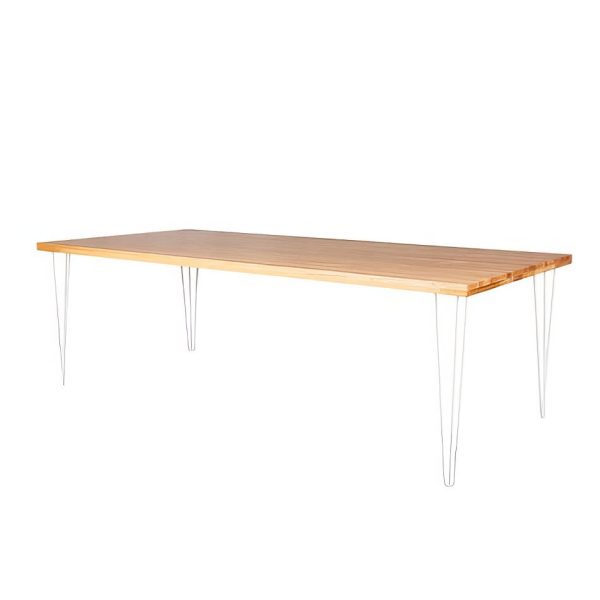 white hairpin dining table