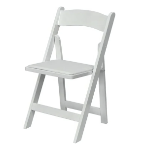 White padded folding chair