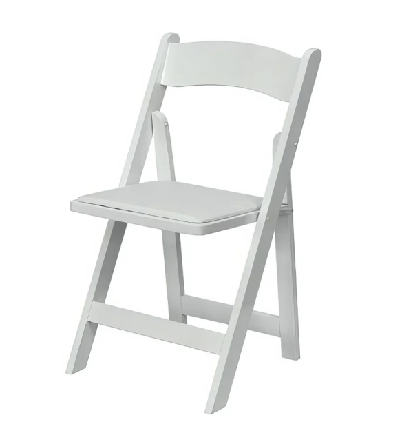 White padded folding chair